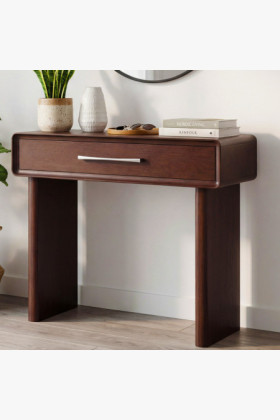 Design-Konsole aus Eichenfurnier mit Schublade Nussbaum 90